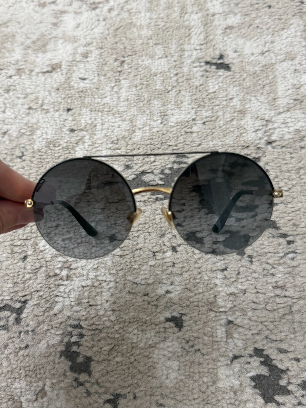 Dolce & Gabbana DG2237 Sunglasses, Gold & Black Rim with Grey Gradient Lens